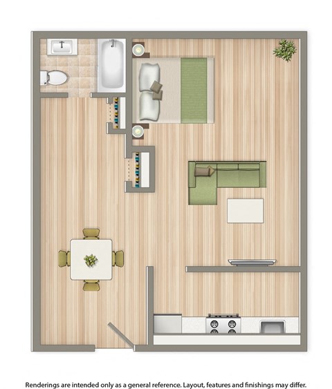 hillside terrace apartments studio 550 sqft 2d floor plan